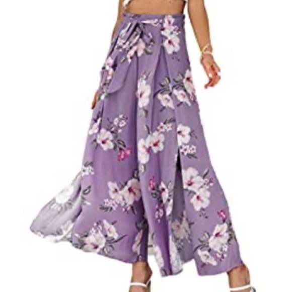 Vici Pants - Vici Wide Leg Purple and White Jumpsuit